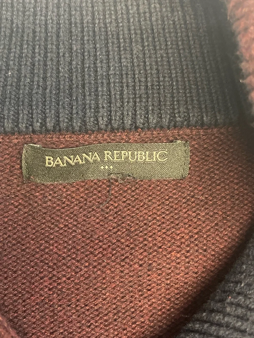 Banana Republic Men's Zip-Up Knit Sweater in Burgundy